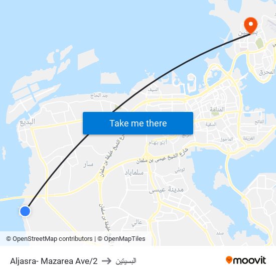 Aljasra- Mazarea Ave/2 to البسيتين map