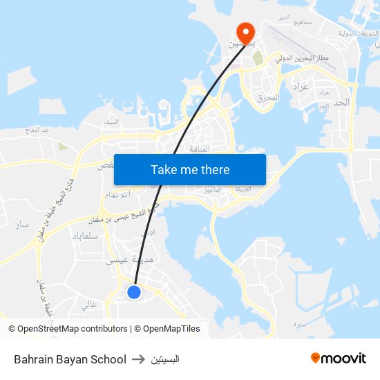 Bahrain Bayan School to البسيتين map