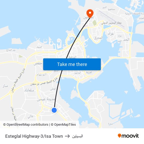 Esteglal Highway-3/Isa Town to البسيتين map