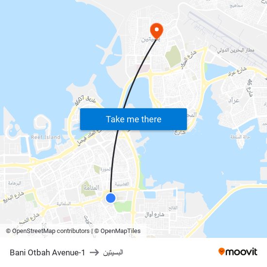 Bani Otbah Avenue-1 to البسيتين map