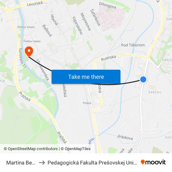 Martina Benku to Pedagogická Fakulta Prešovskej Univerzity map