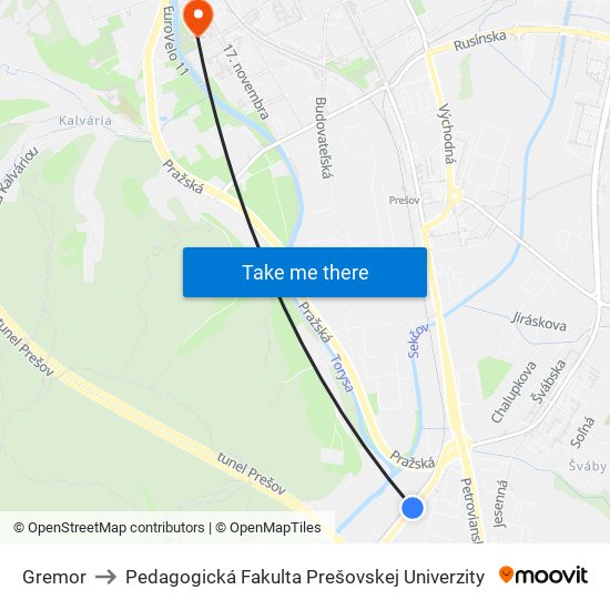 Gremor to Pedagogická Fakulta Prešovskej Univerzity map