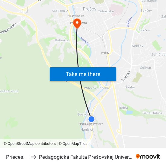 Priecestie to Pedagogická Fakulta Prešovskej Univerzity map