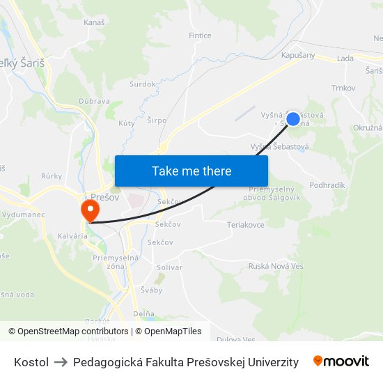 Kostol to Pedagogická Fakulta Prešovskej Univerzity map