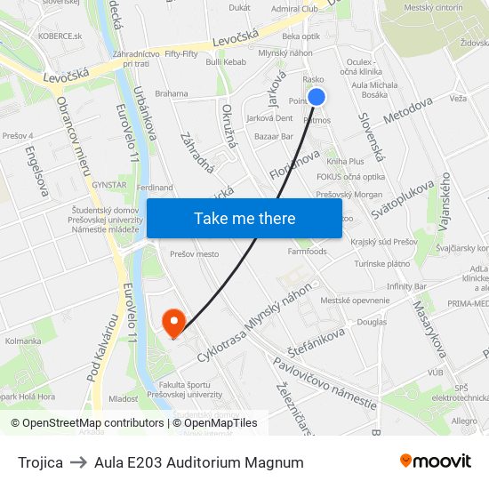 Trojica to Aula E203 Auditorium Magnum map