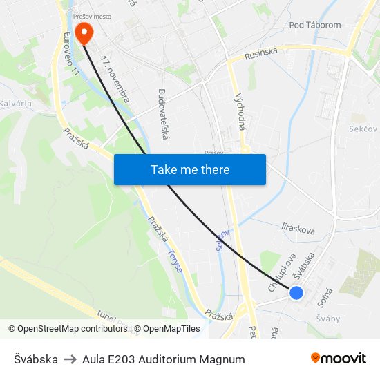 Švábska to Aula E203 Auditorium Magnum map