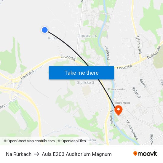 Na Rúrkach to Aula E203 Auditorium Magnum map