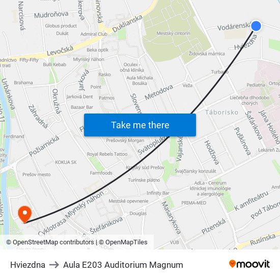 Hviezdna to Aula E203 Auditorium Magnum map