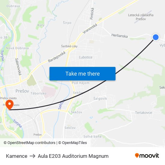 Kamence to Aula E203 Auditorium Magnum map