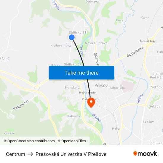 Centrum to Prešovská Univerzita V Prešove map