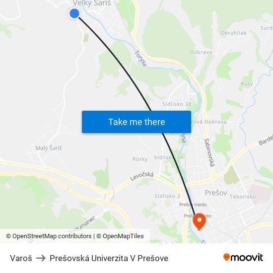 Varoš to Prešovská Univerzita V Prešove map