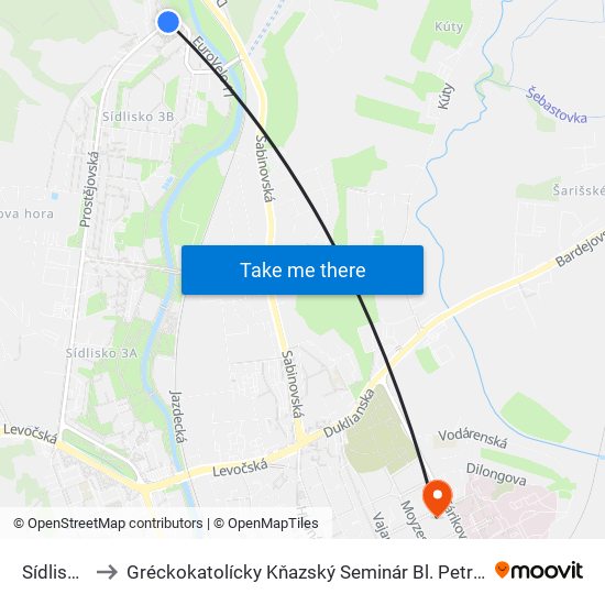 Sídlisko III to Gréckokatolícky Kňazský Seminár Bl. Petra Pavla Gojdiča map