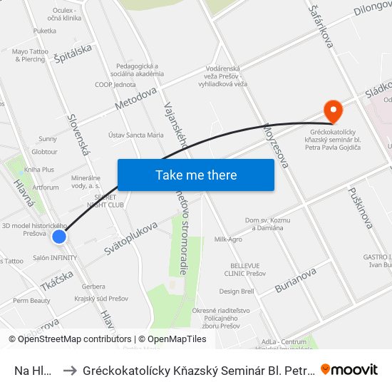 Na Hlavnej to Gréckokatolícky Kňazský Seminár Bl. Petra Pavla Gojdiča map