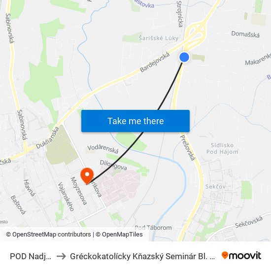 POD Nadjazdom to Gréckokatolícky Kňazský Seminár Bl. Petra Pavla Gojdiča map