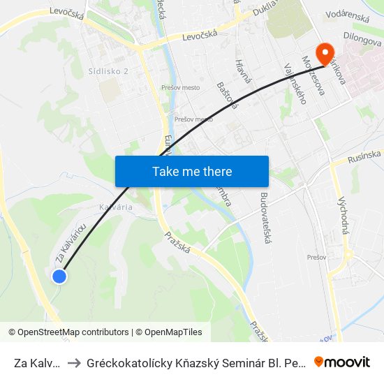 Za Kalváriou to Gréckokatolícky Kňazský Seminár Bl. Petra Pavla Gojdiča map