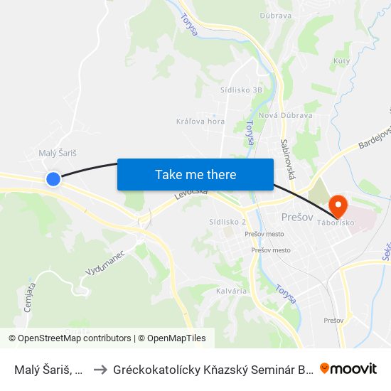 Malý Šariš, Rázcestie to Gréckokatolícky Kňazský Seminár Bl. Petra Pavla Gojdiča map