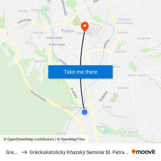 Gremor to Gréckokatolícky Kňazský Seminár Bl. Petra Pavla Gojdiča map