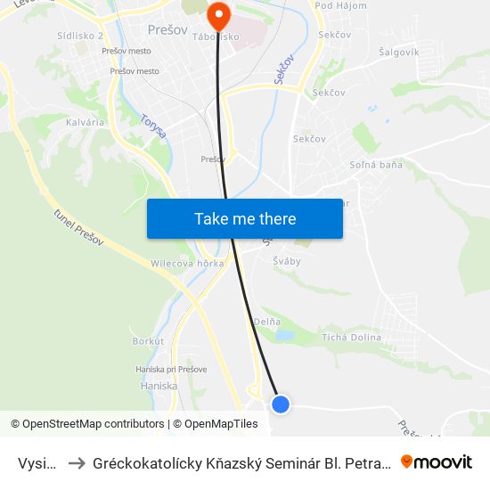 Vysielač to Gréckokatolícky Kňazský Seminár Bl. Petra Pavla Gojdiča map