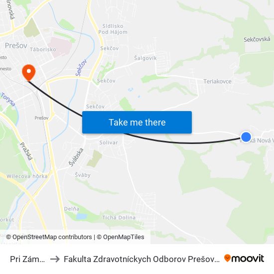 Pri Zámočku to Fakulta Zdravotníckych Odborov Prešovskej Univerzity map