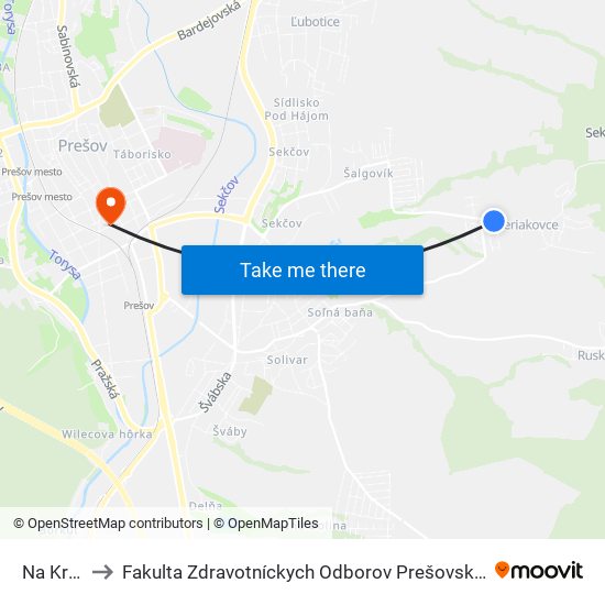 Na Kruhu to Fakulta Zdravotníckych Odborov Prešovskej Univerzity map
