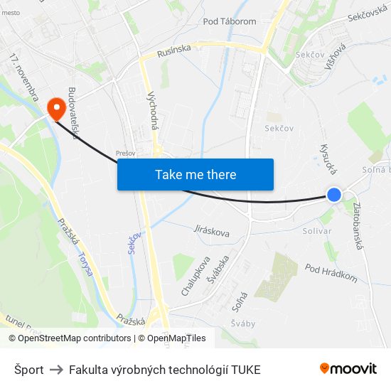 Šport to Fakulta výrobných technológií TUKE map