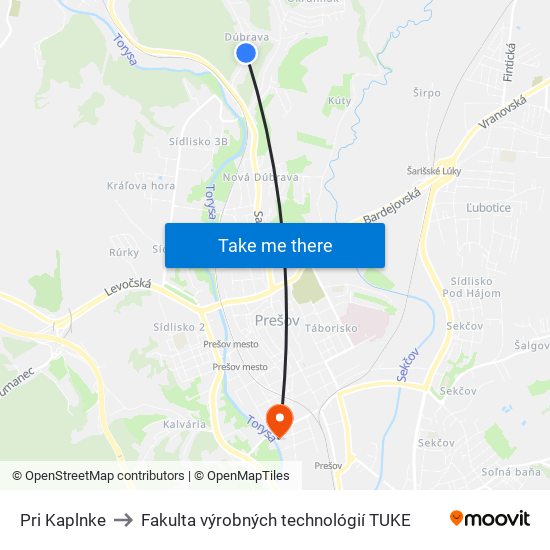 Pri Kaplnke to Fakulta výrobných technológií TUKE map