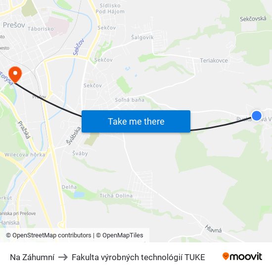 Na Záhumní to Fakulta výrobných technológií TUKE map