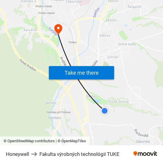 Honeywell to Fakulta výrobných technológií TUKE map