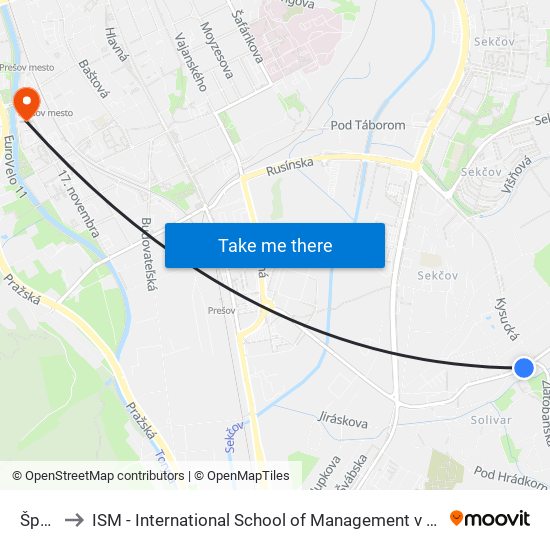 Šport to ISM - International School of Management v Prešove map