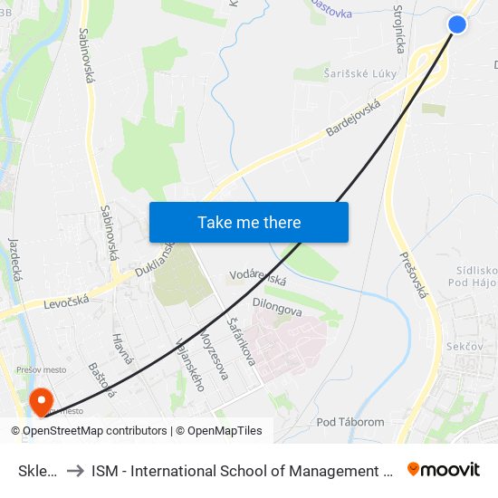 Skleník to ISM - International School of Management v Prešove map