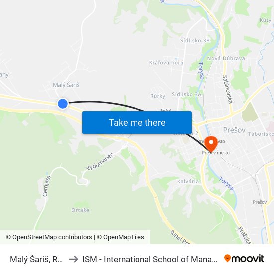 Malý Šariš, Rázcestie to ISM - International School of Management v Prešove map