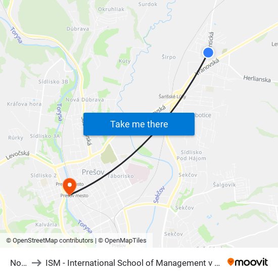 Nová to ISM - International School of Management v Prešove map