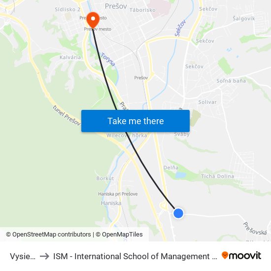 Vysielač to ISM - International School of Management v Prešove map