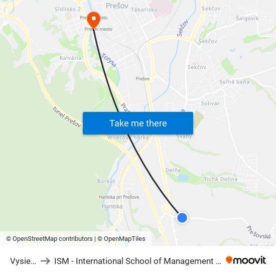 Vysielač to ISM - International School of Management v Prešove map