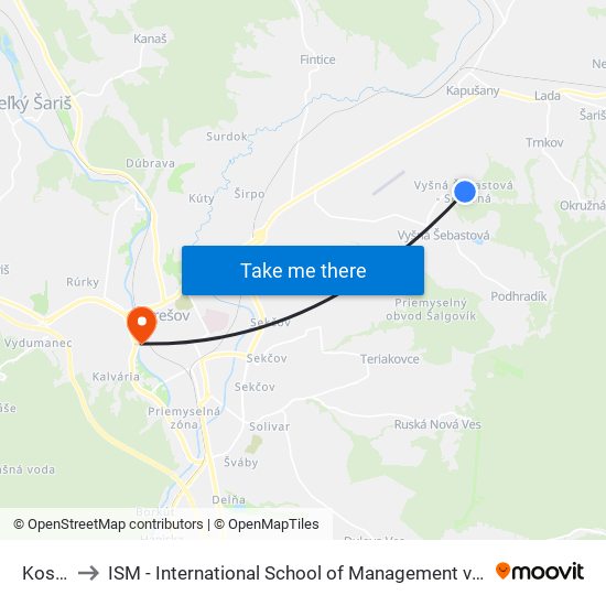 Kostol to ISM - International School of Management v Prešove map