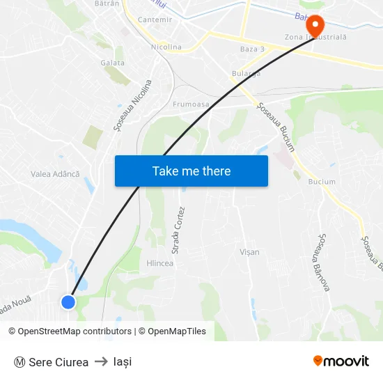 Ⓜ Sere Ciurea to Iași map