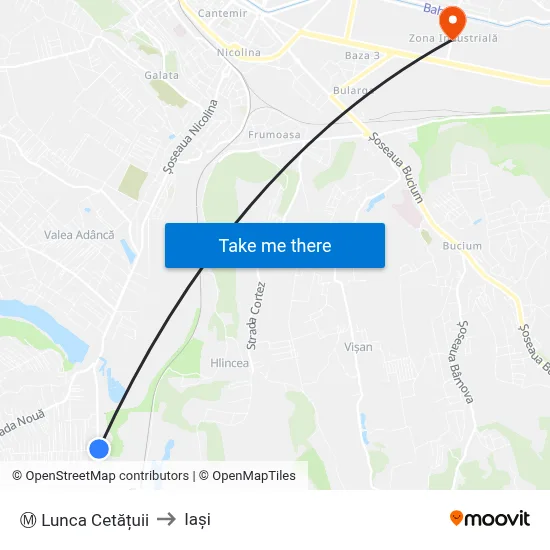 Ⓜ Lunca Cetățuii to Iași map