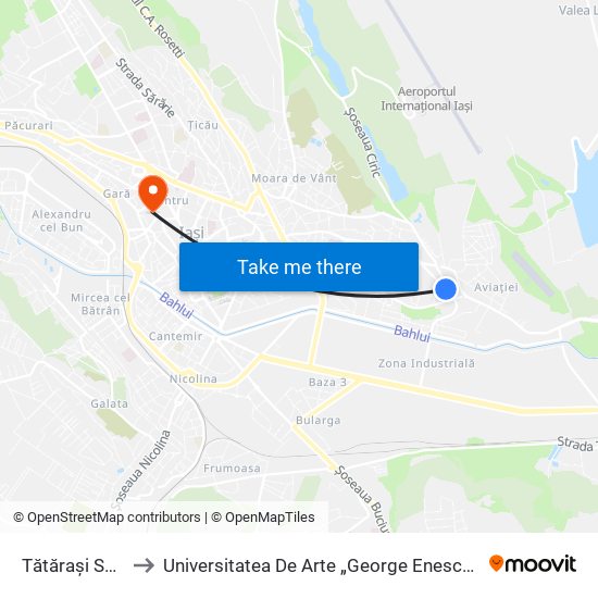 Tătărași Sud to Universitatea De Arte „George Enescu"" map