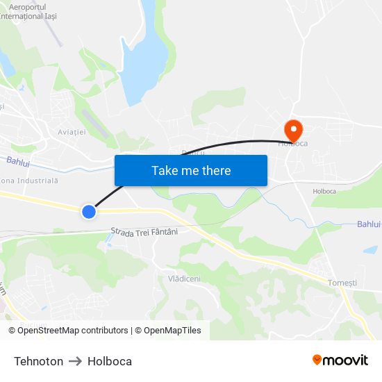 Tehnoton to Holboca map