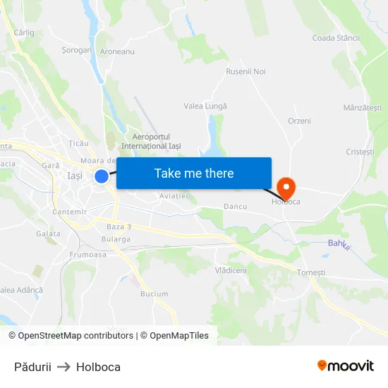 Pădurii to Holboca map