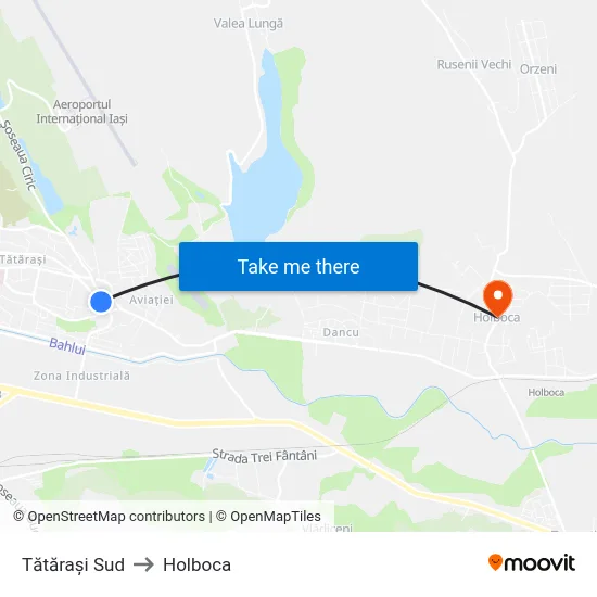 Tătărași Sud to Holboca map