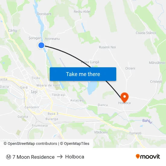 Ⓜ 7 Moon Residence to Holboca map