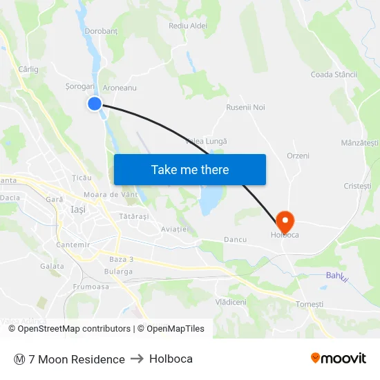 Ⓜ 7 Moon Residence to Holboca map