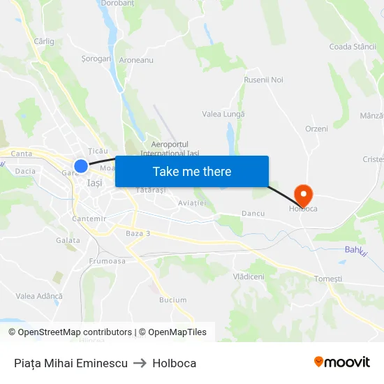 Piața Mihai Eminescu to Holboca map