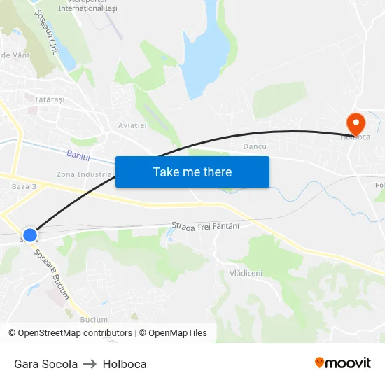 Gara Socola to Holboca map