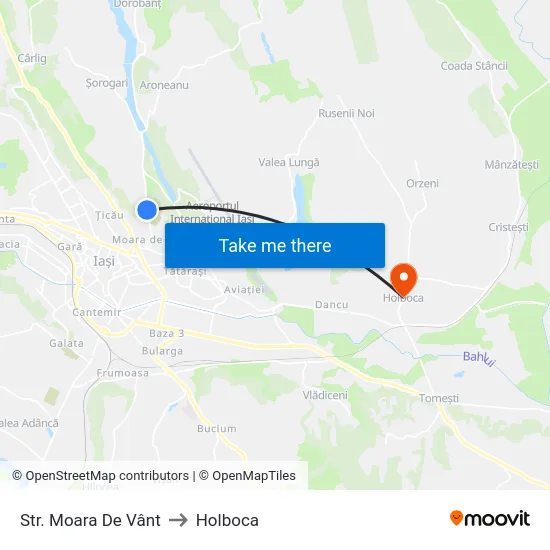Str. Moara De Vânt to Holboca map