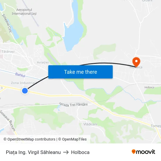 Piața Ing. Virgil Săhleanu to Holboca map
