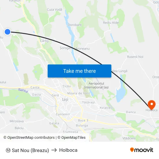 Ⓜ Sat Nou (Breazu) to Holboca map