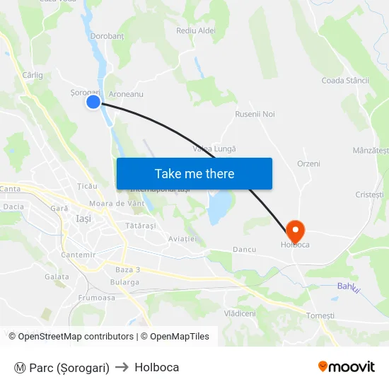 Ⓜ Parc (Șorogari) to Holboca map