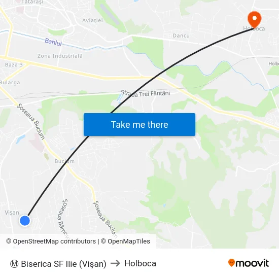 Ⓜ Biserica SF Ilie (Vişan) to Holboca map